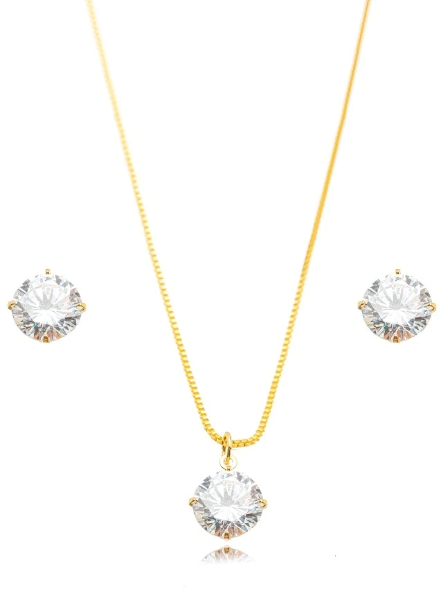 Conjunto Ponto de Luz Cristal Dourado