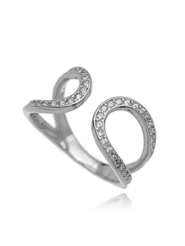 Anel Semijoia Microzircônia Ródio Branco