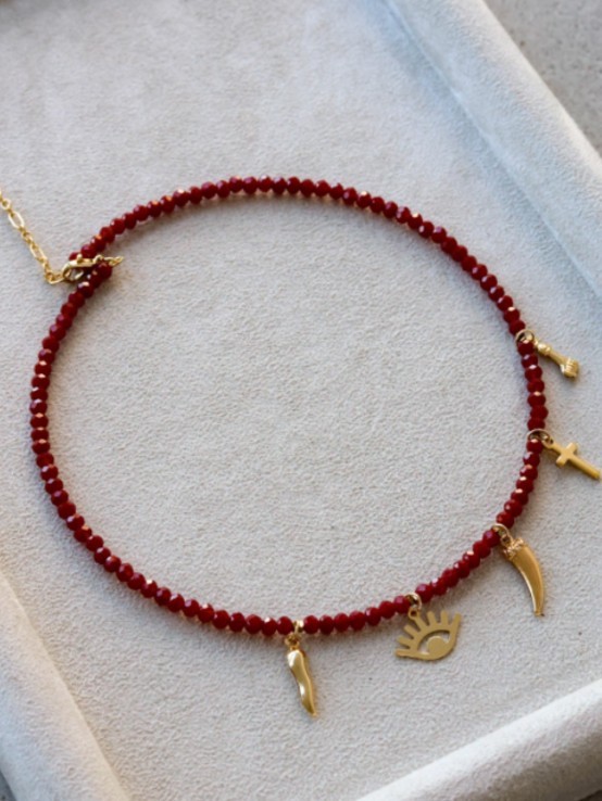 Choker Cristais Aro vinho