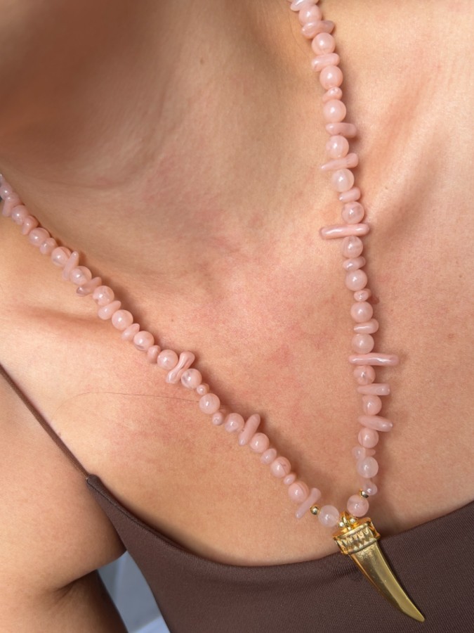 Colar em Resina Rosa Dente de Tigre