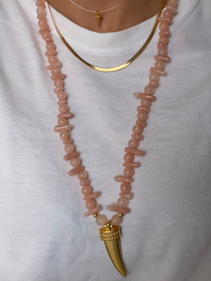 Colar em Resina Rosa Dente de Tigre