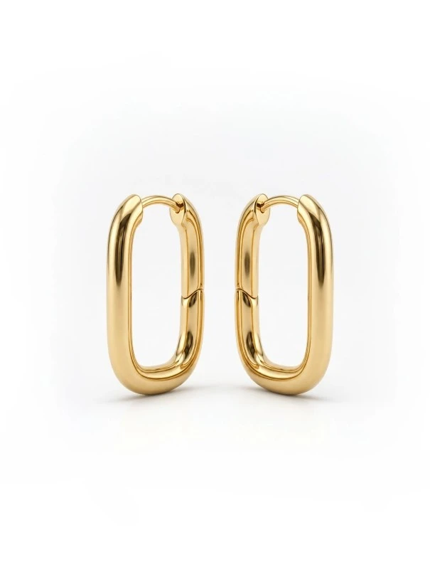 Brinco Argola Retangular Grande Lisa